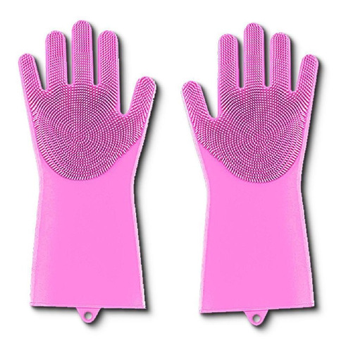 Luva Esponja Silicone Rosa Para Limpeza Cozinha Lava Louça