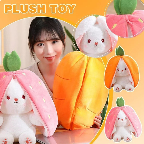 2pcs Juguete De Peluche Conejo Conejito De Zanahoria/fresa