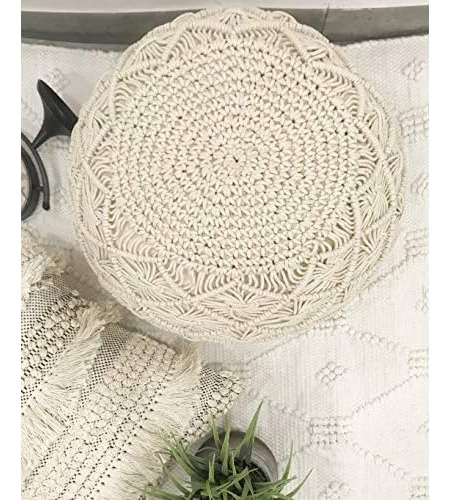 Puff De Algodón Hecho Mano Diseño De Macramé, Mueble...