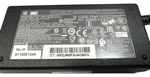 Cargador Original Hp 65 Watt 19.5v Pin Grueso 751889-001 Negro