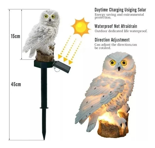 Imagen 4 de 5 de Lampara Led Solar Buho Jardin Terraza Decoracion /f-221n-1