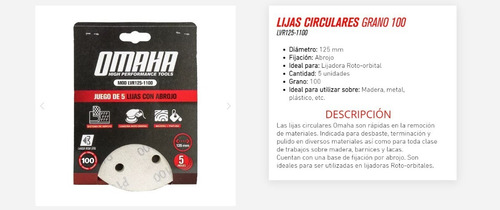 Imagen 3 de 9 de Lijas Para Lijadoras 125mm Roto Orbital 5 Pulgadas C/abrojo