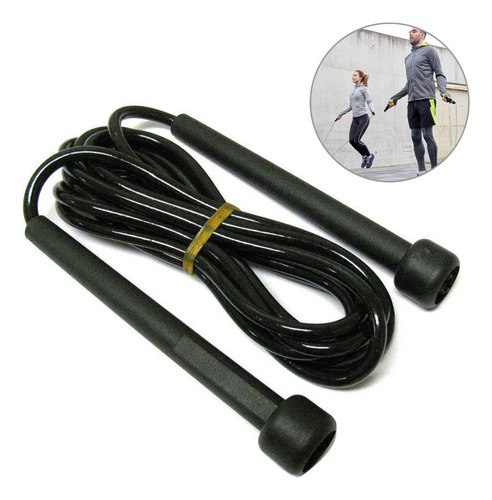 Okk Cuerda De Salto Negra Con Mango Ajustable Para Fitness