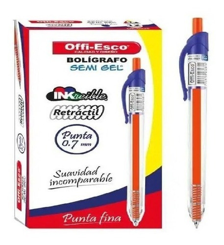 Imagen 2 de 2 de Esfero Retractil 12 Und Semigel - Unidad a $1242