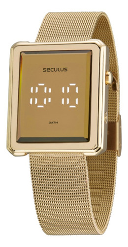 Relógio Seculus Dourado Feminino Digital Led 77078lpsvds1