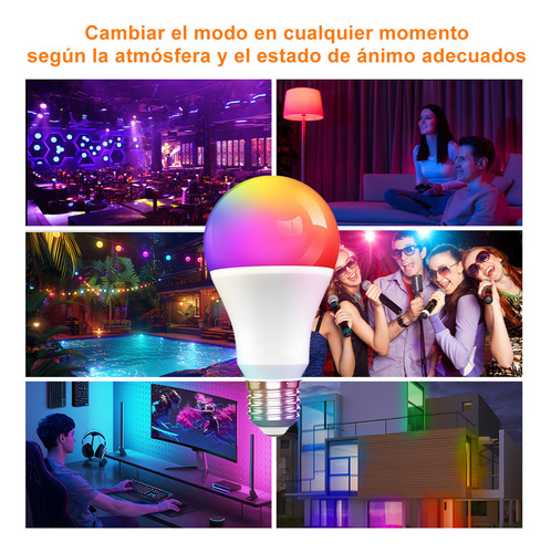 Rgb Bombillas Inteligentes De Cambio De Color 4pcs 12w foco led Rgb luces Rgb