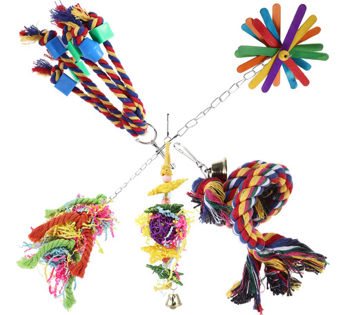 Cuerda Para Pájaros Parrot Toy Con Campana, Colorida, Para M
