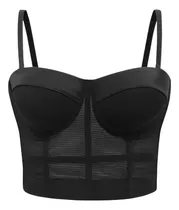 Comprar Blusa Curta Cropped Corset Top Transparente Lycra Bojo Alça