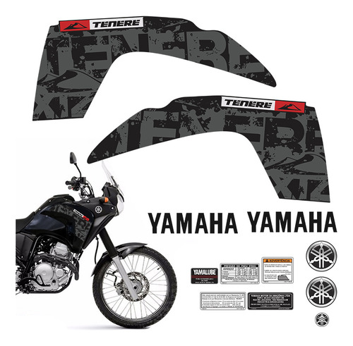 Kit Completo Adesivo Yamaha Tenere 250 2013 Preto Tanque