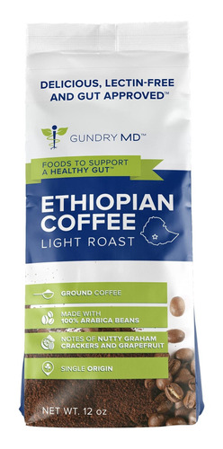Gundry Md Single Origin Café Etíope Asado Ligero, 100% Frijo