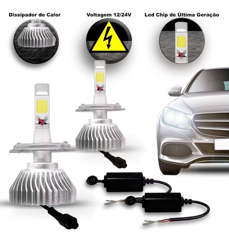 Kit Lâmpada Super Led 6000k 12v 24v 35w Headlight 6400lm