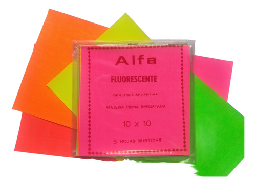 Papel Glace Surtido Fluo 10 X 10 Cm; X 100 Hojitas Surtido Fluo Papel Glace Fluo