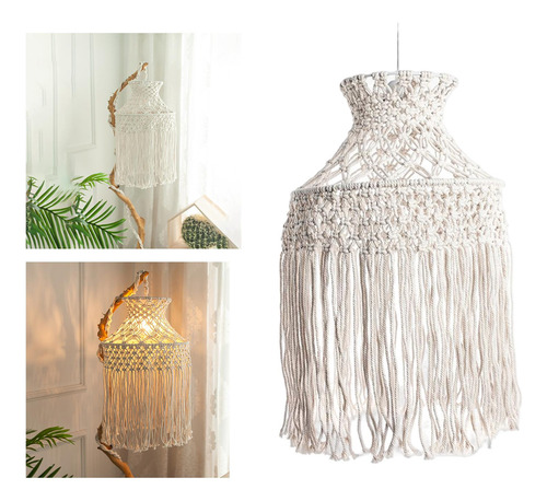 Pantalla De Lámpara De Macramé Bohemio, Cubierta De Luz