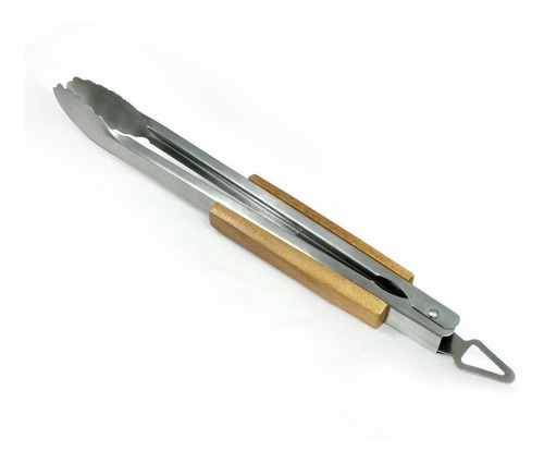 Pinza Para Asado 46 Cm Acero Inox Mango Madera