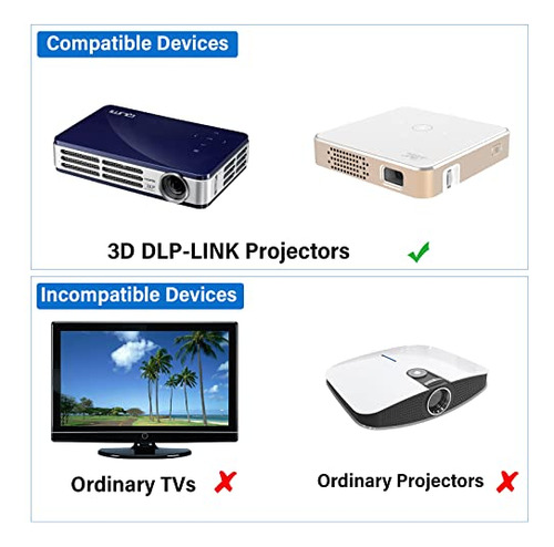 Gafas 3d, Gafas Recargables Con Obturador Activo Para 3d Dlp