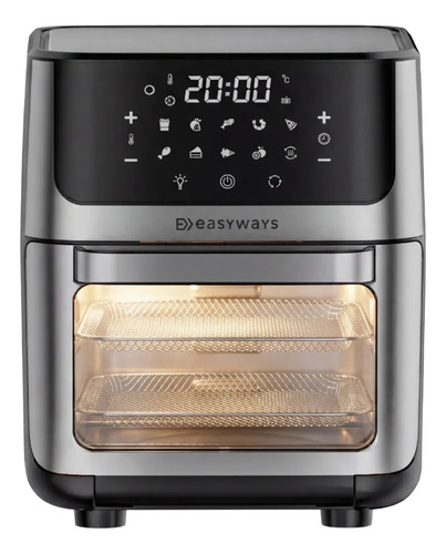 🍟 Freidora De Aire Air Fryer Plus Lite 12 L Ventana De Vidrio Easyways Gris