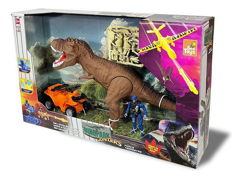 Set Dinopark Hunters Tiranosaurio Rex Muñeco Con Accesorios