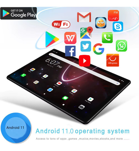 Tablet Bdf 10' Octa Core 4gb Ram 64gb Android 11 Dual Chip Preto