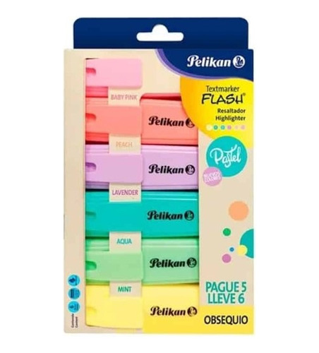 Resaltadores Pelikan Colores Pastel X 6 Unidades