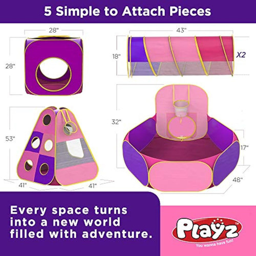 Tienda De Campaña Para Niña Rosa Con Tunel Plegable 5 Pzas Rosa