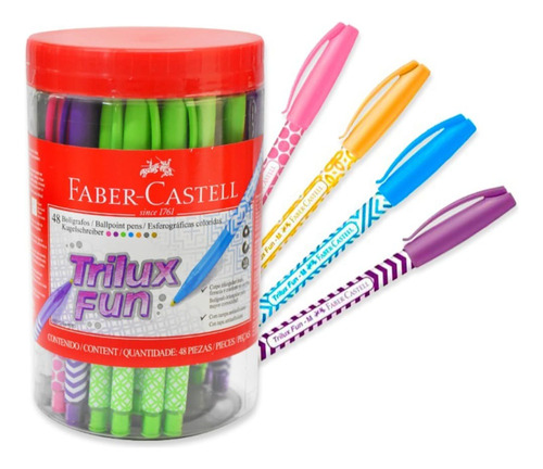 Set Lápicera Bolígrafo Trilux Fun X 48 Faber Castell Colores