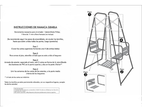Imagen 2 de 3 de Hamaca De Caño Reforzada Juego Niños Jardin Envio Premium