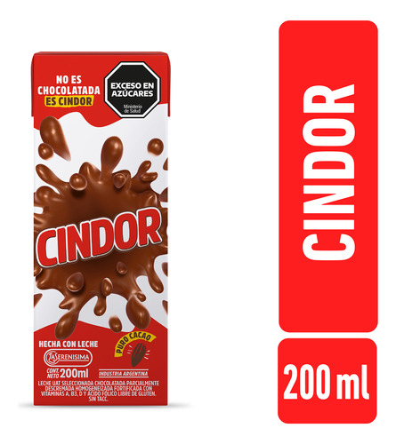 Leche Chocolatada Cindor 200ml Pack 12 Unidades