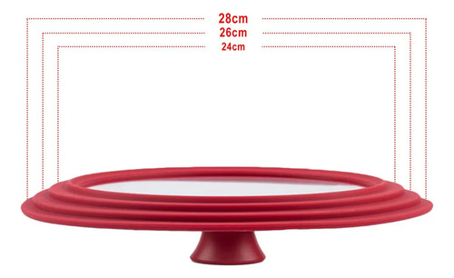 Tapa De Vidrio De Silicona Para Sartén Roja _ 30 Cm