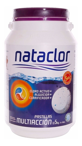 Cloro En Pastillas Multiaccion Nataclor Pileta Fibra 5 Kg