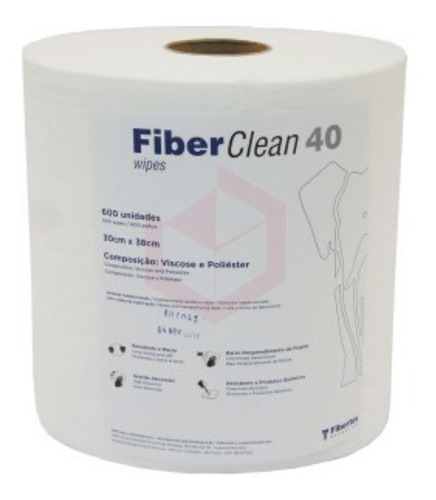 Pano Sontara Wipes Fiberclean 40g Branco Rolo C/600 Unidades