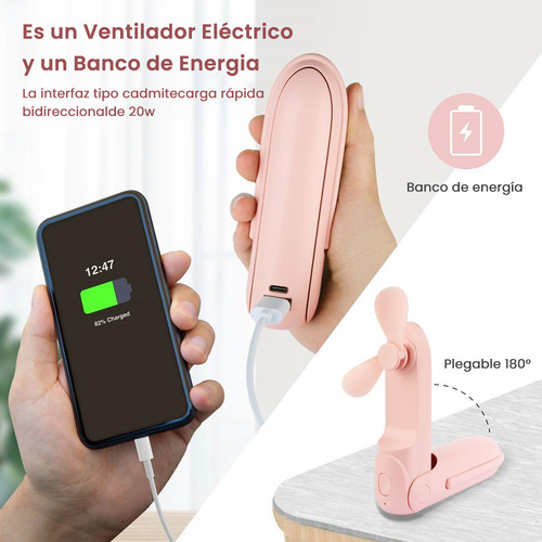 Mini Ventilador De Mano Usb Portatil Recargable Y Linterna