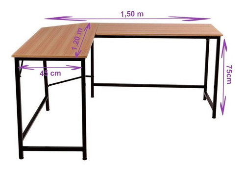 Escritorio En Forma De L De Madera Y Metal Grande