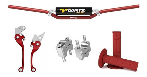 Manubrio X6 Rojo Clamp + Flex + Puños Honda Xr150 Wirtz