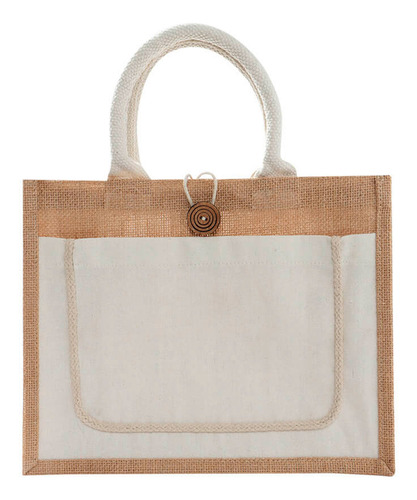 Bolsa De Yute Laminada Con Boton Para Cerrar