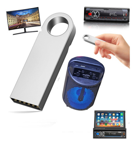 Memoria Usb Con Musica 9000 Exitos 90 Carpetas 2025 Plateado Store N Go