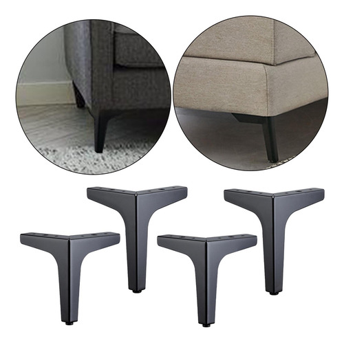 4 5 6 7 Ángulo Metal Muebles Patas Sofá 10cm Negro