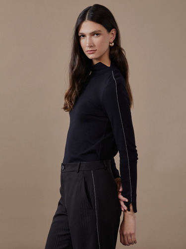 Pantalón Sastrero Con Rayas De Lurex Star Mujer Asterisco