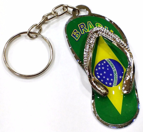 Chaveiro Chinelo Bandeira Do Brasil Em Metal 6x3cm Souvenir