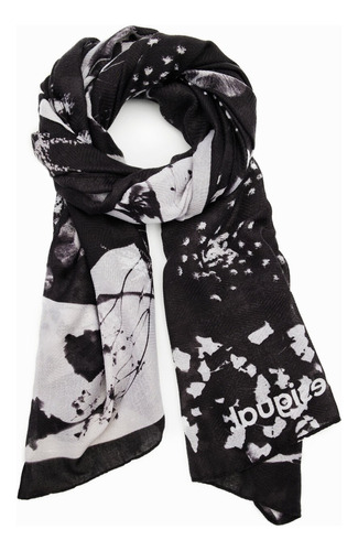 Pashmina Desigual Mujer Negra Flores