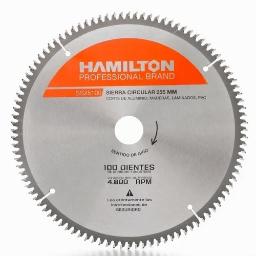 Disco Ingletadora Aluminio 100 Dientes 254mm 10puLG Hamilton