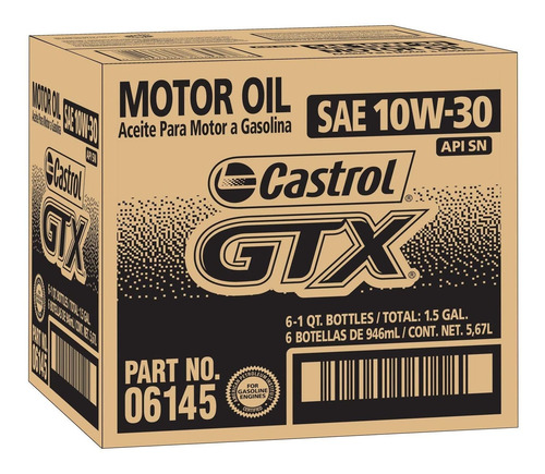 Castrol 6145 Gtx 10w-30 Motor Oil, 1 Quart, 6 Pack