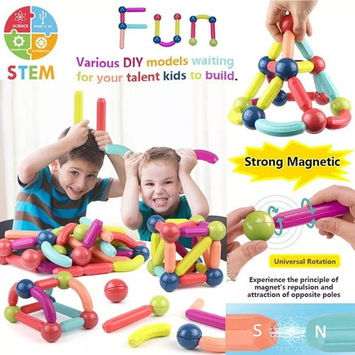 Shaoke 69pcs Magnetic Stick Building Blocks Jogo Ímãs
