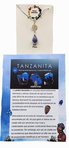 Colgante Piedra Tanzanita 36.2mm , Contra La Envidia , Plata
