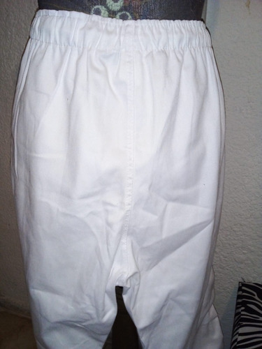 Pantalón Uniforme Gabardina Blanco C/elástico  M/l Unisex 