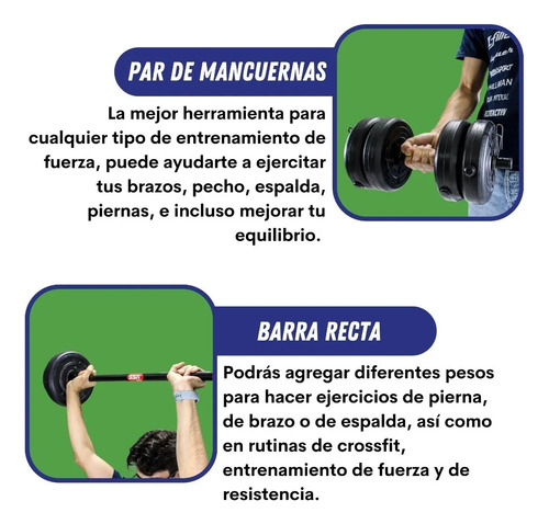 Kit Barra Recta Barra Z Y Mancuernas Pesas 50kg Ajustables 3. 4 Discos De 20lb Y 4 Discos De 10lb Barra Recta Barra Z Y Mancuernas