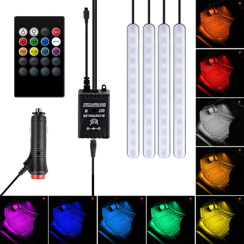 Carro Interior Led Rgb Luz 4 Tira 48leds Carro Atmosfera Lam