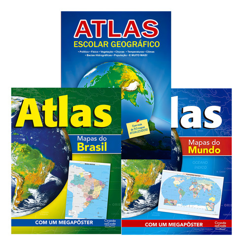 Atlas Mapas Do Brasil E Mapa Do Mundo: Atlas Geográfico | Attlas Brasil | Atlas Mundi, De Equipe Editorial., Vol. 3. Editorial Ciranda Cultural, Capa Mole Em Português, 2024