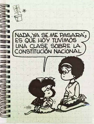Cuaderno A5 Rayado Mafalda Educacion Verde - Tapa Dura Color Blanco