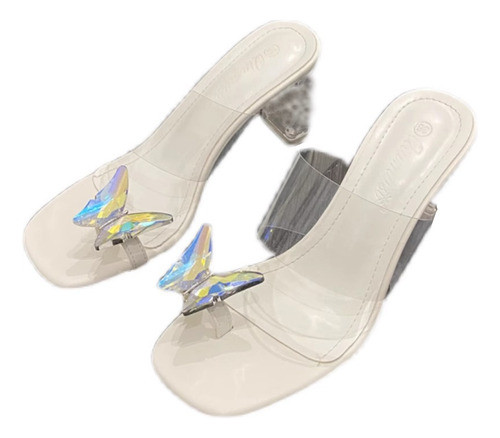 Mariposa Brillante Tacones Transparentes Sandalia Casual Dam