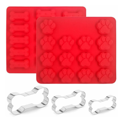 Cortador De Galletas Set Of 5, Dog Paws  Bones Silicon Cgr3